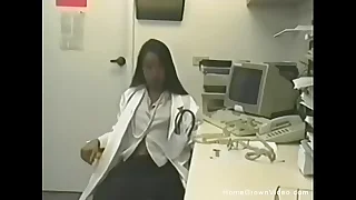Asian nurse caught masturbating all over her office with toys